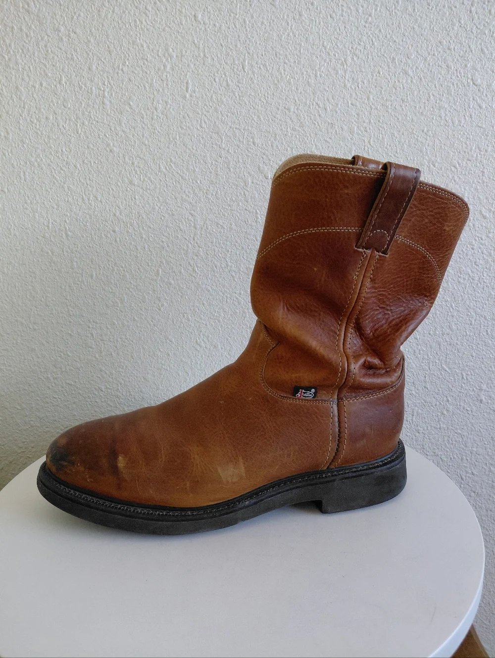 Justin Conductor Boots  Electrical 10” Shaft Work 4766 Leather Copper USA
